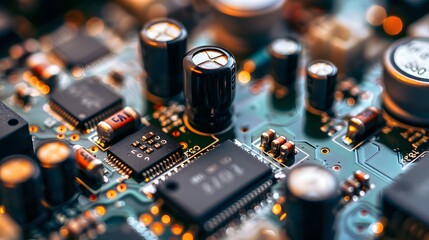 Electronic circuit board close up. 