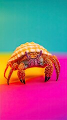 Hermit Crab isolated on colorful background