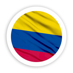 Colombia Waving Flag with White Rounded Circle Frame 