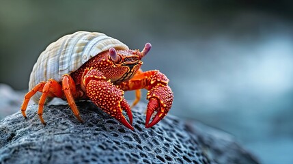 Hermit Crab isolated on metal background