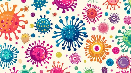 A public health poster promoting virus prevention, with clear symbols and bright colors