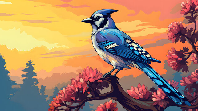 Blue Jay in nature Illustration Vector
