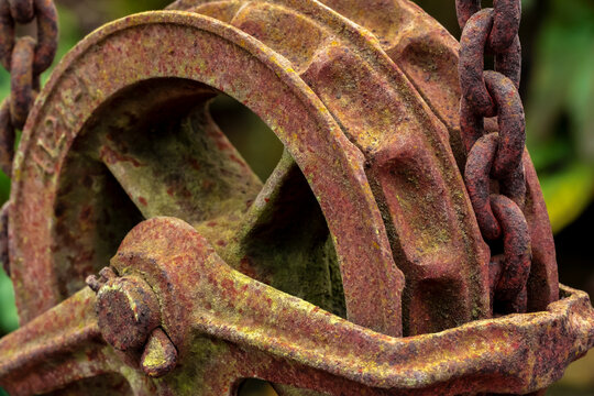 Antique pulley, block and tackle