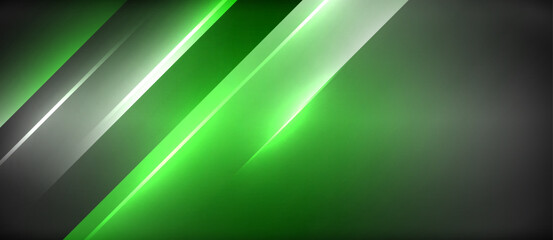 Neon dynamic diagonal light rays background. Techno digital geometric concept design for wallpaper, banner, presentation, background
