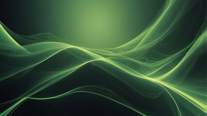 Abstract Green Swirling Lines on a Dark Background