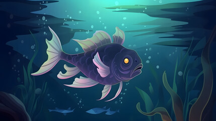 Catfish Under at sea illustration vector