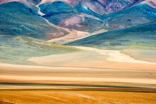 Winding path in the mountain, Eduardo Abaroa Andean Fauna National Reserve, Potosi Department, Bolivia