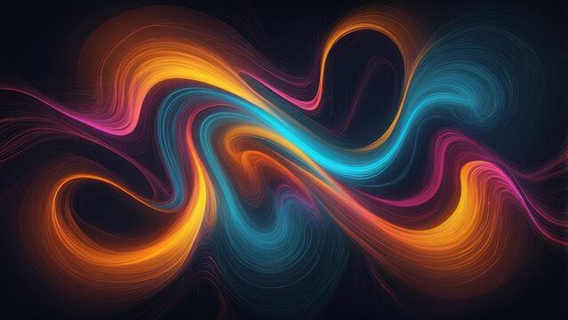 Abstract Swirling Lines of Color on a Black Background