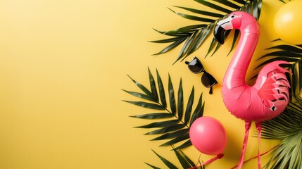 Naklejka premium Pink Flamingo Summertime Party Decoration
