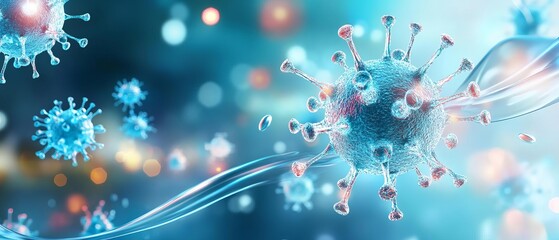 Obraz premium Virus particles composed of liquid metal, nanotechnology, virus, representation of virus as an advanced nanotech entity