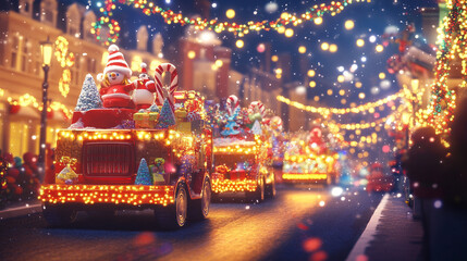 Obraz premium Holiday background with a festive parade and decoration