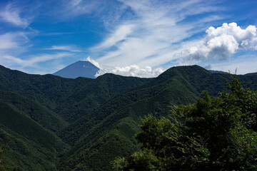 Obraz premium 山梨県南巨摩郡身延町から望む夏の富士山