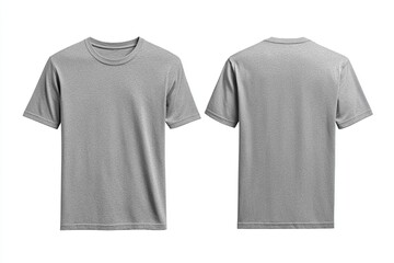 Naklejka premium Blank Short sleeve t shirt mockup, grey T-shirts front and back view, used as design template isolated on white background .generative ai