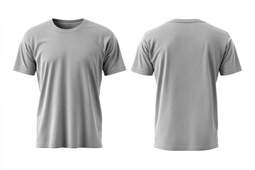Blank Short sleeve t shirt mockup, grey T-shirts front and back view, used as design template isolated on white background .generative ai