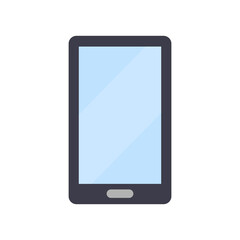 Black smartphone icon. Blue screen detail. Minimalist vector illustration. Simple modern design.