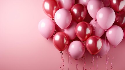 pink balloons on a pink background for banner or poster design