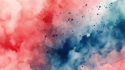 Fototapeta premium Watercolor illustration featuring a blurred dirty abstract drawing with a vintage tie dye effect in salmon and indigo The artwork showcases tender spots on distressed silk creating a colorful soft