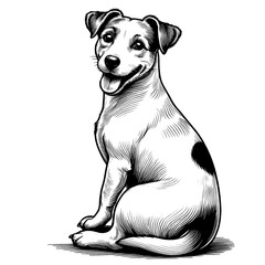 Hand drawn Cute Jack Russell dog in full-body, vector sketch isolated on white background.	