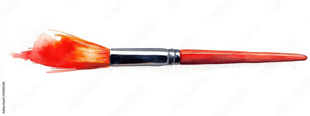 Sticker watercolor illustration of a paintbrush on a white background