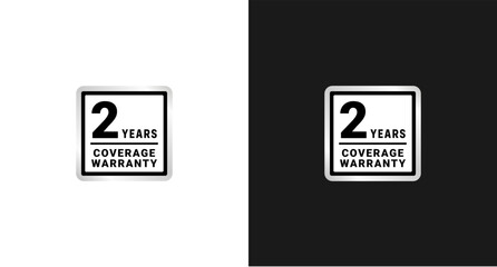 2 years warranty label or 2 years coverage warranty logo vector isolated. The best 2 years coverage warranty label for product packaging design element and more.