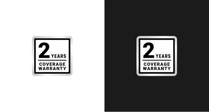 2 years warranty label or 2 years coverage warranty logo vector isolated. The best 2 years coverage warranty label for product packaging design element and more.