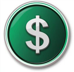 Obraz premium Dollar sign on green circle, flat illustration