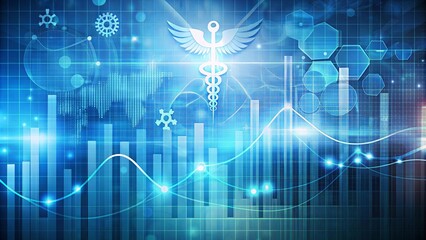 Fototapeta premium Abstract healthcare background with copy space featuring medical symbols, charts, and graphs