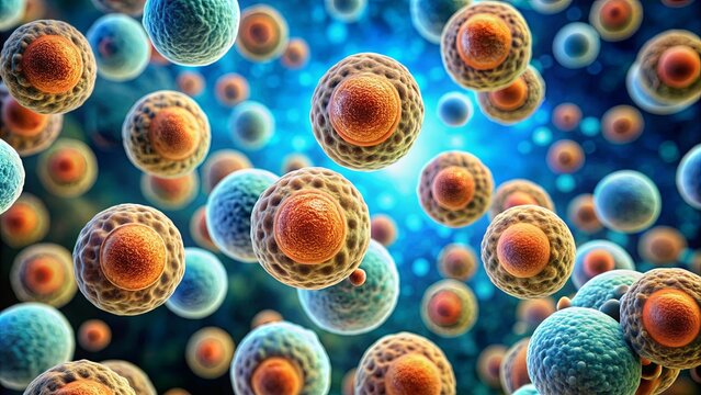 Microscopic view of Candida fungi and human pathogenic yeasts cells, detailed biology of organic substance cells