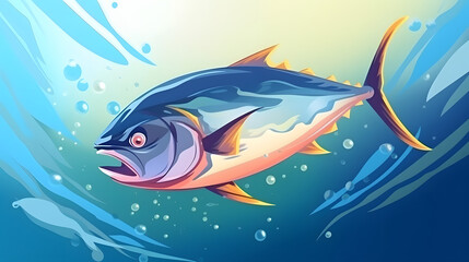 Tuna Under at sea Illustration vector