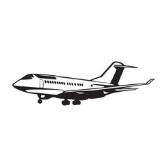 Aircraft silhouette vector with white Background