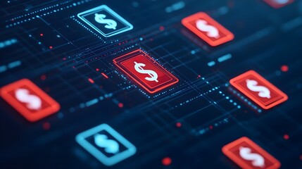 Obraz premium Digital Currency, Dollar Sign, Financial Technology