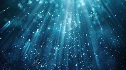 Fototapeta premium Abstract Blue Light Rays and Glowing Particles