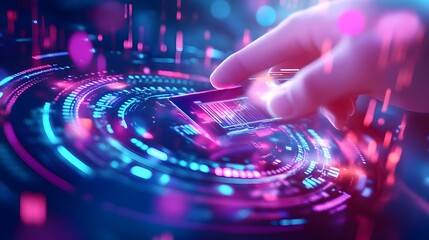 Digital Technology Interface with Neon Lights