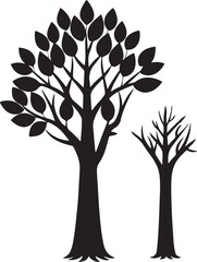 Black Palm Trees Set Isolated. tree Silhouettes. Design Of  Trees logo isolated tree branch For Posters, Banners, And Promotional Items. Vector Illustration.