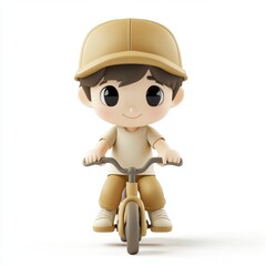 Kawaii Clay Boy on Bike: 3D Icon for Your Design Projects