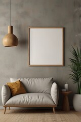 Mockup frame in minimalist cozy interior background, 3d render