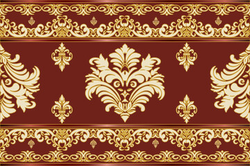 Pattern with golden ornament. Classic Damask Seamless Pattern - Vector Illustration for Elegant Textile Design.
