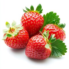 Close up of strawberry on an isolated white background