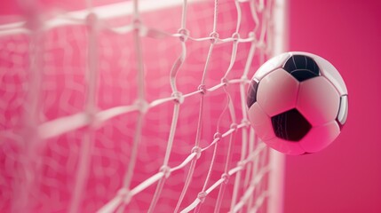 Fototapeta premium Soccer ball in goal net