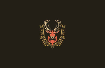 Deer royal crest vintage design vector illustration