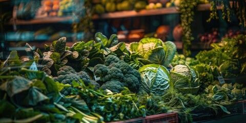 Fresh and Organic Produce for a Nutritious Diet Assortment of Greens and Vegetables Parsley Dill Onion Cabbage Spinach Lettuce Arugula Romanesco Rosemary showcased alongside a Humidifier in