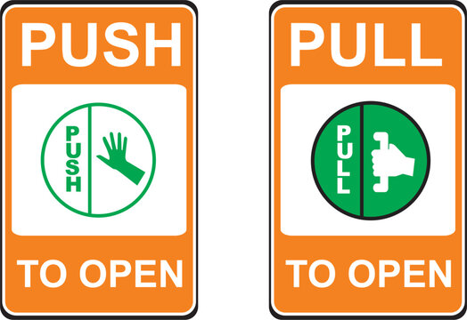 vector push pull sign for door