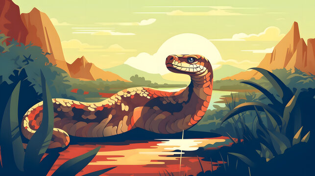 Snake In nature Illustration Vector