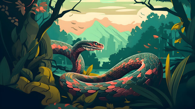 Snake In nature Illustration Vector