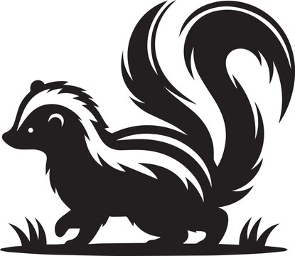 recommend clip art: skunk silhouette Black Vector, skunk line art silhouette,