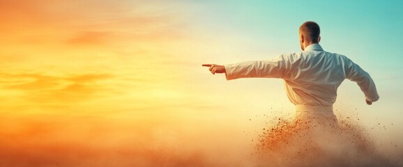 Business trend abstract with martial arts motifs, copy space