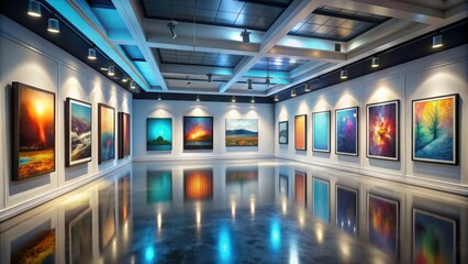 Virtual NFT art gallery exhibition showcasing digital artwork , NFT, virtual, gallery, exhibition, art, digital