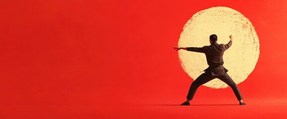 Business trend abstract with martial arts motifs, copy space