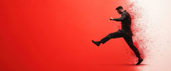 Business trend abstract with martial arts motifs, copy space