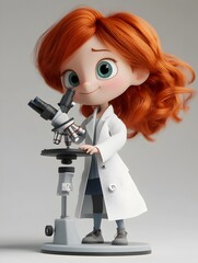 Young Female Scientist in White Lab Coat Intently Examining a Sample Through a Microscope in a Scientific Laboratory Setting Conducting Research and Experiments